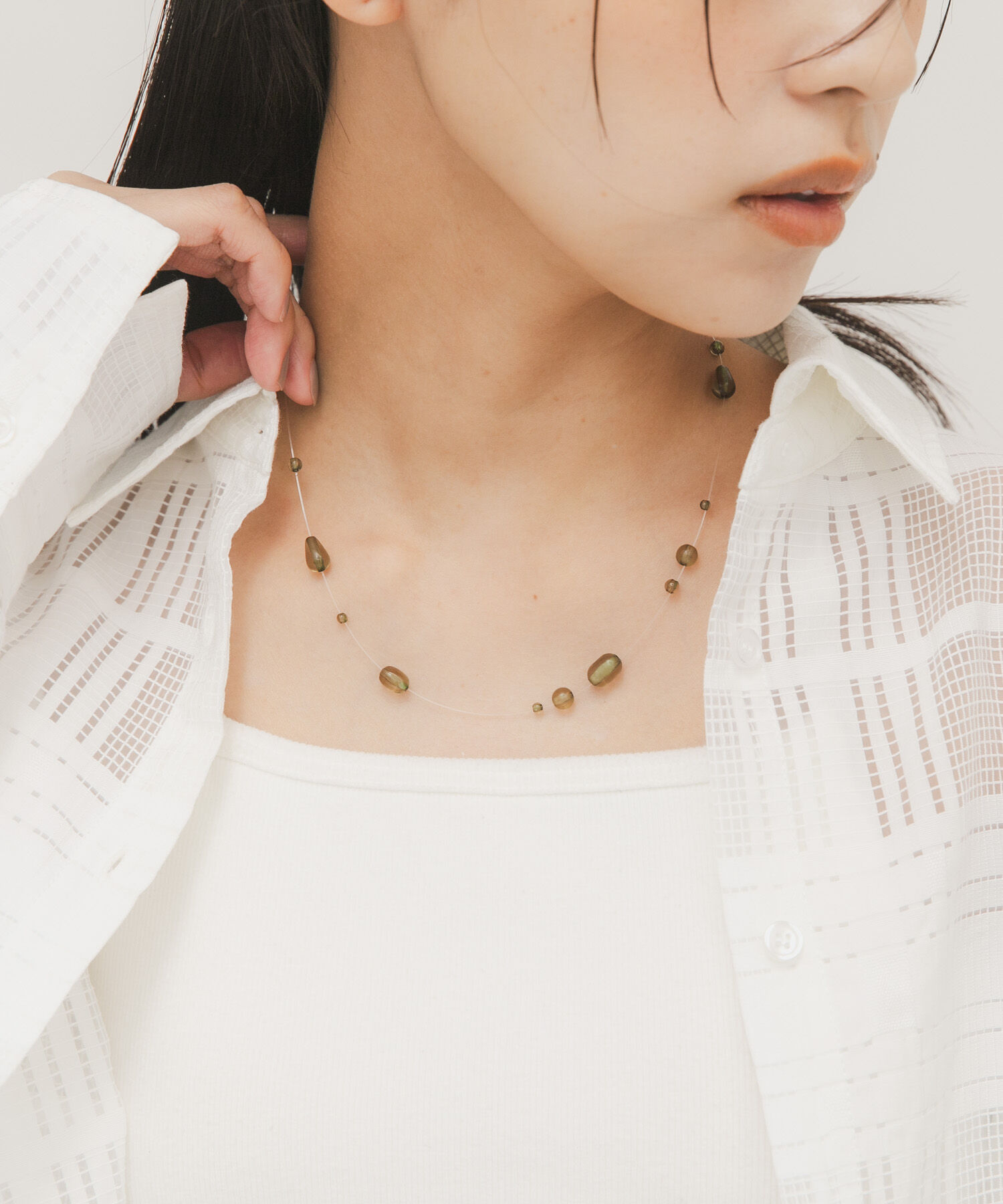  「シズクネックレス」|ネックレス|カーキ