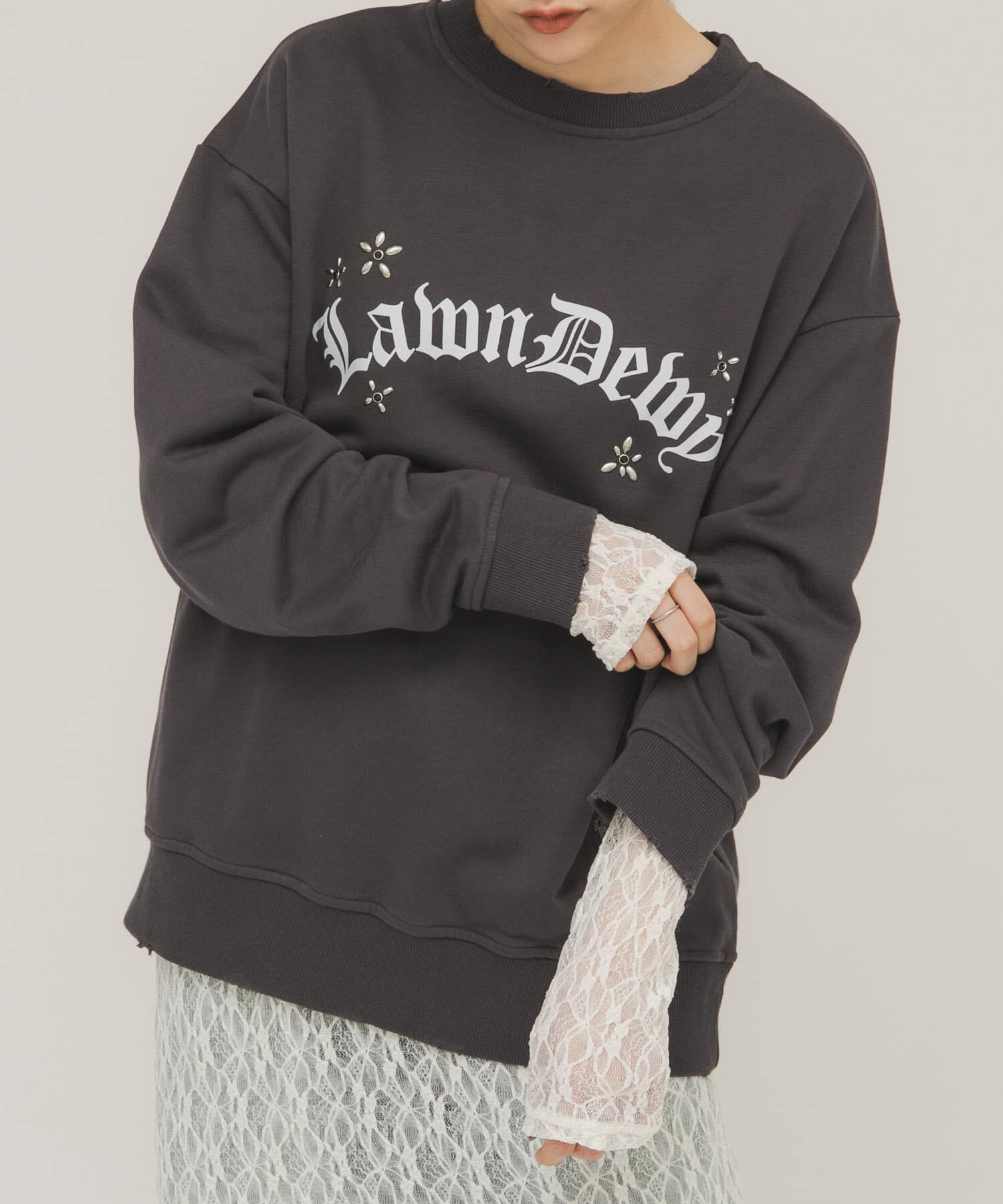  「ルーズスタッズスウェット」|スウェット・ジャージ|チャコールグレー