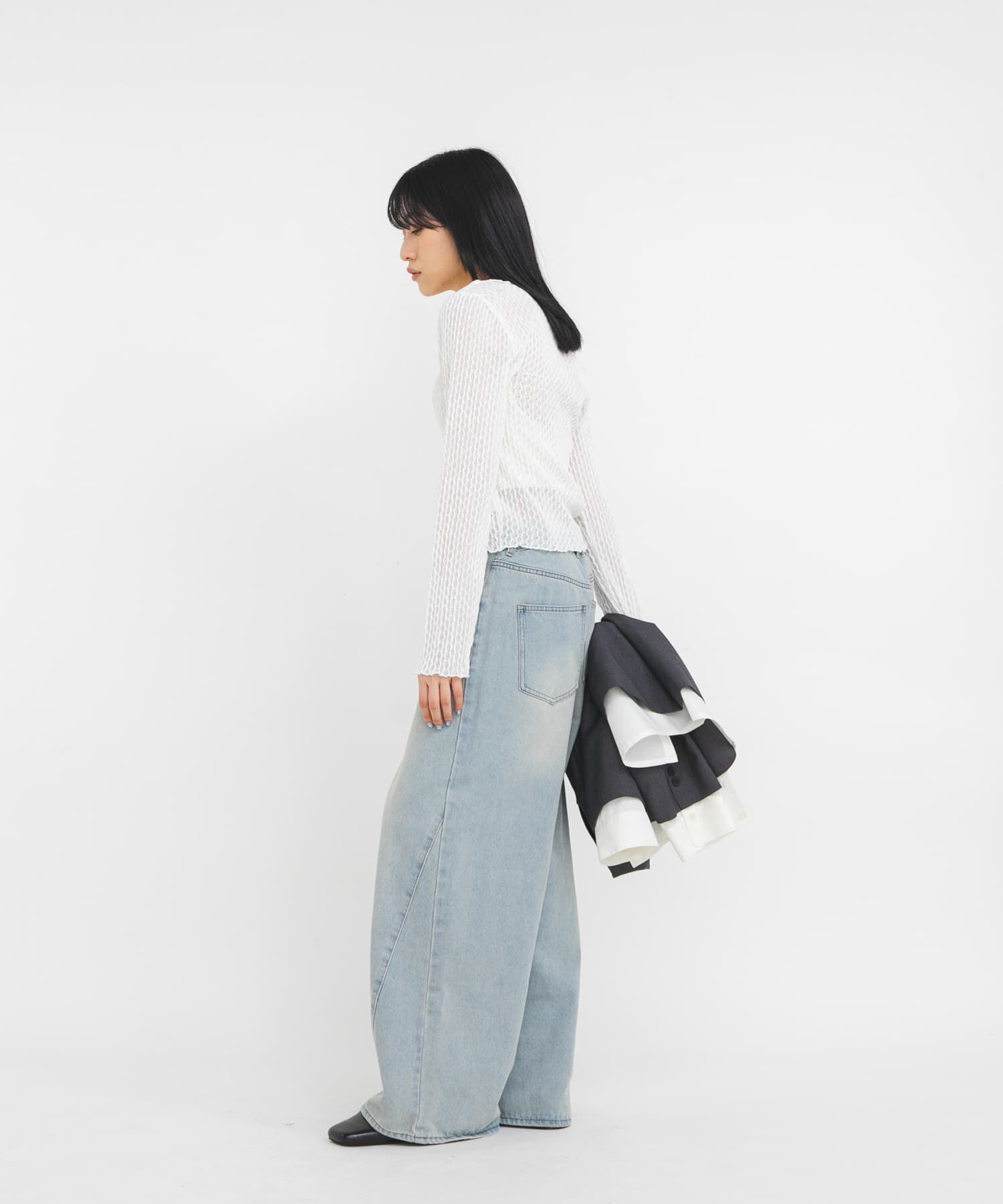  「フロントオープンアイレットカットソー」|Tシャツ・カットソー|