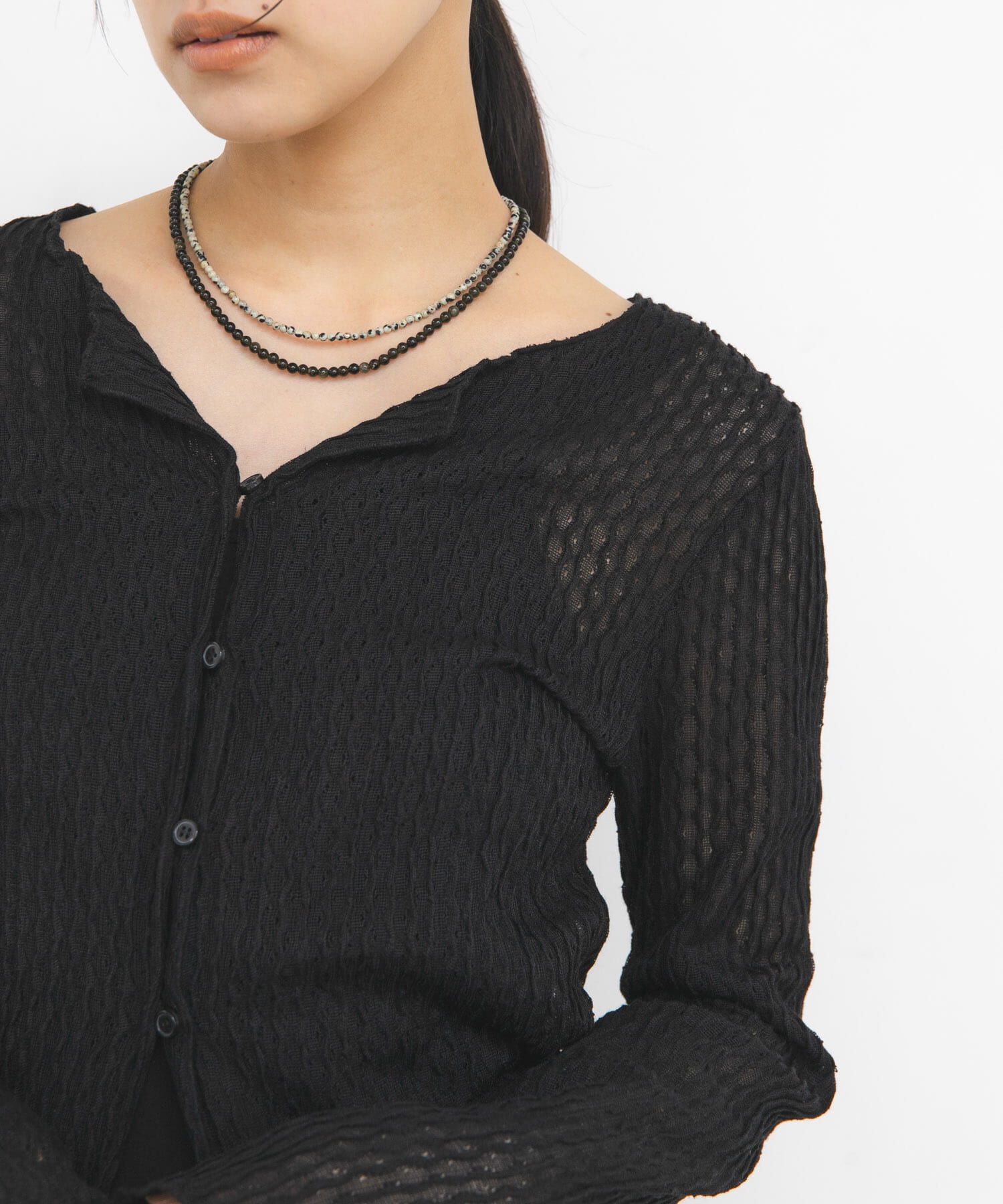  「フロントオープンアイレットカットソー」|Tシャツ・カットソー|