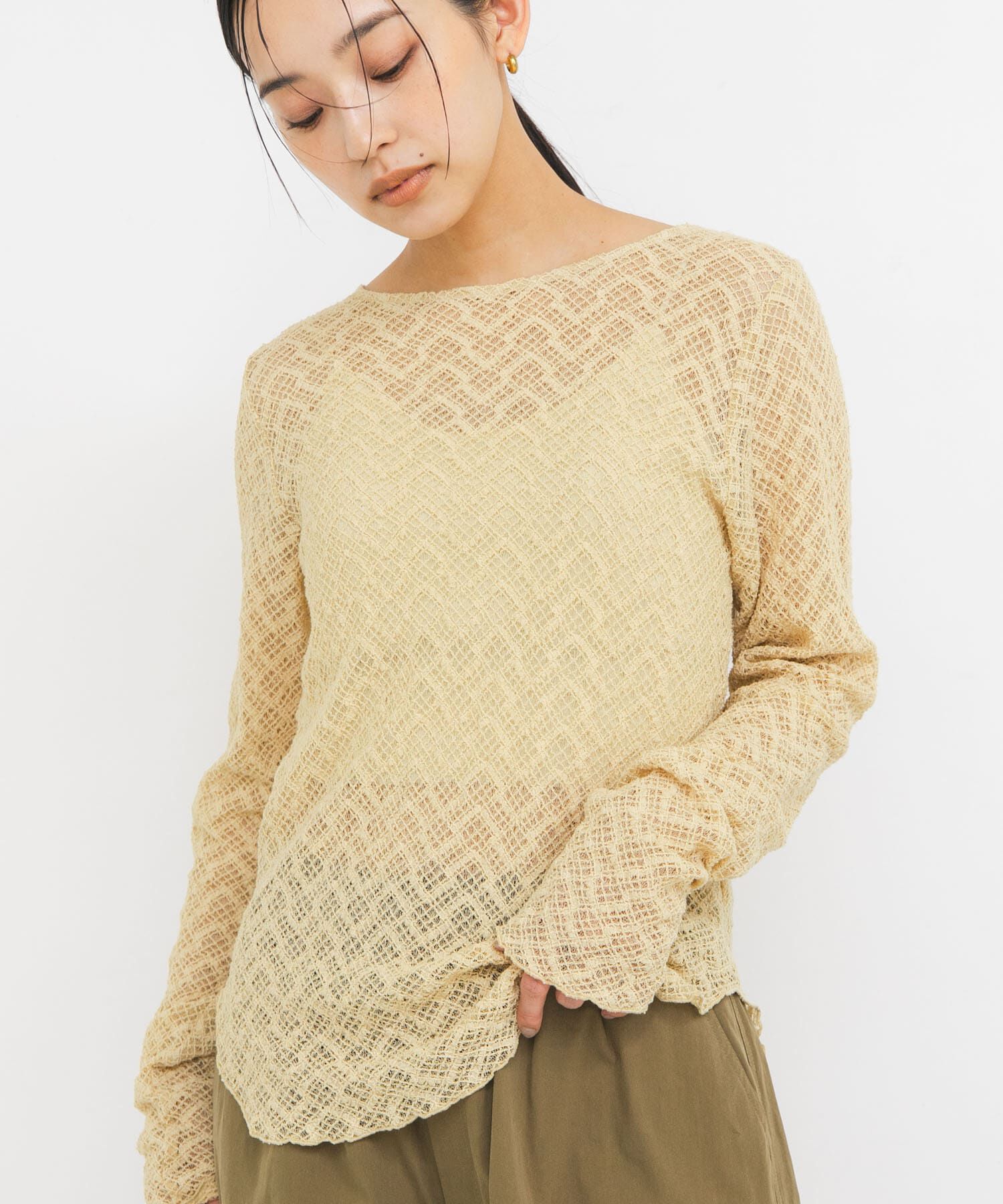  「シュリンクレーストップス」|Tシャツ・カットソー|ベージュ