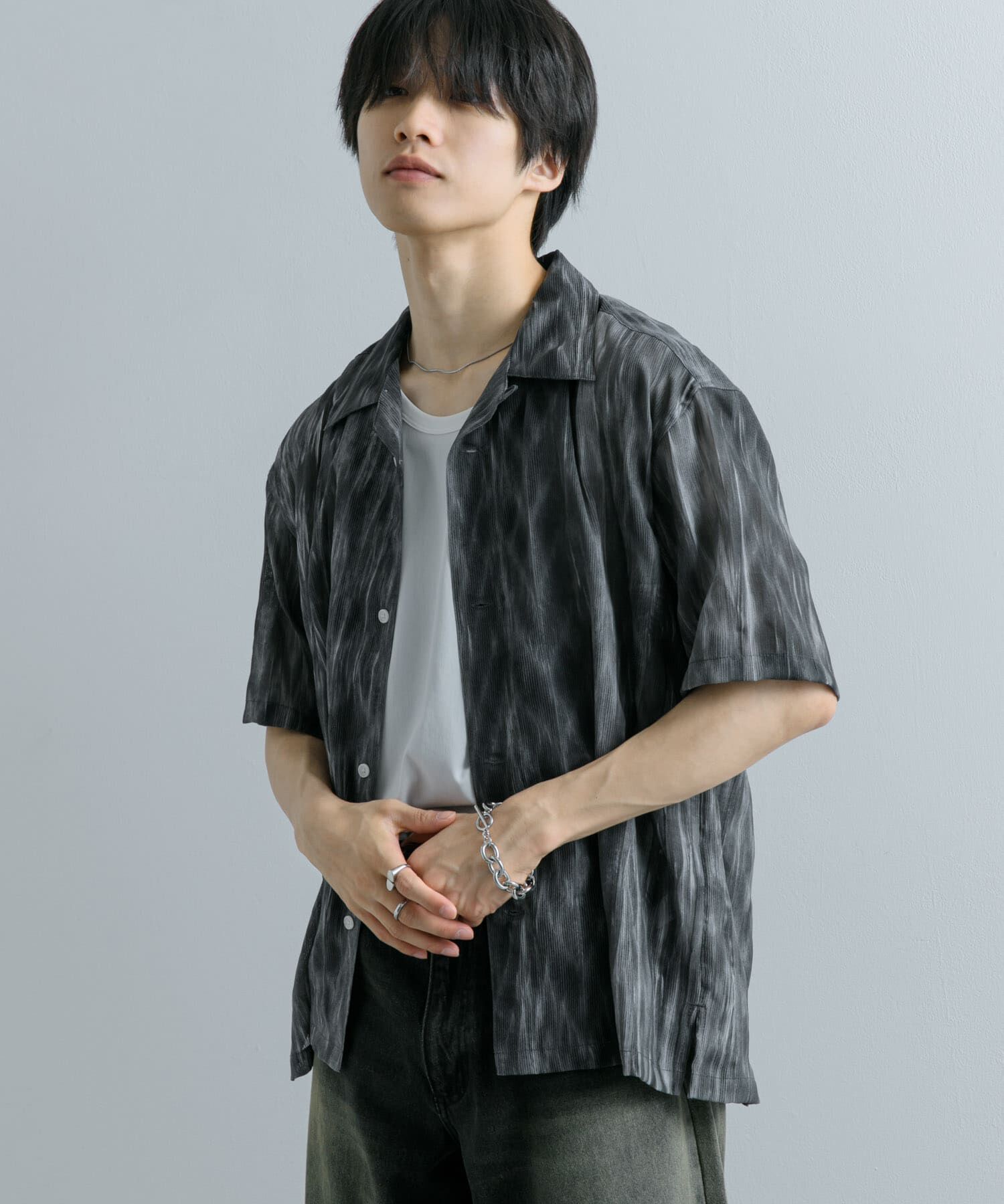 SENSE OF PLACE by URBAN RESEARCH「マーブルプリントオープンカラーシャツ」|シャツ・ブラウス|