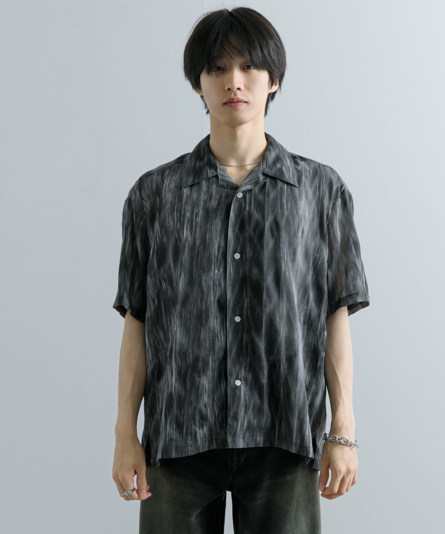 SENSE OF PLACE by URBAN RESEARCH「マーブルプリントオープンカラーシャツ」|シャツ・ブラウス|