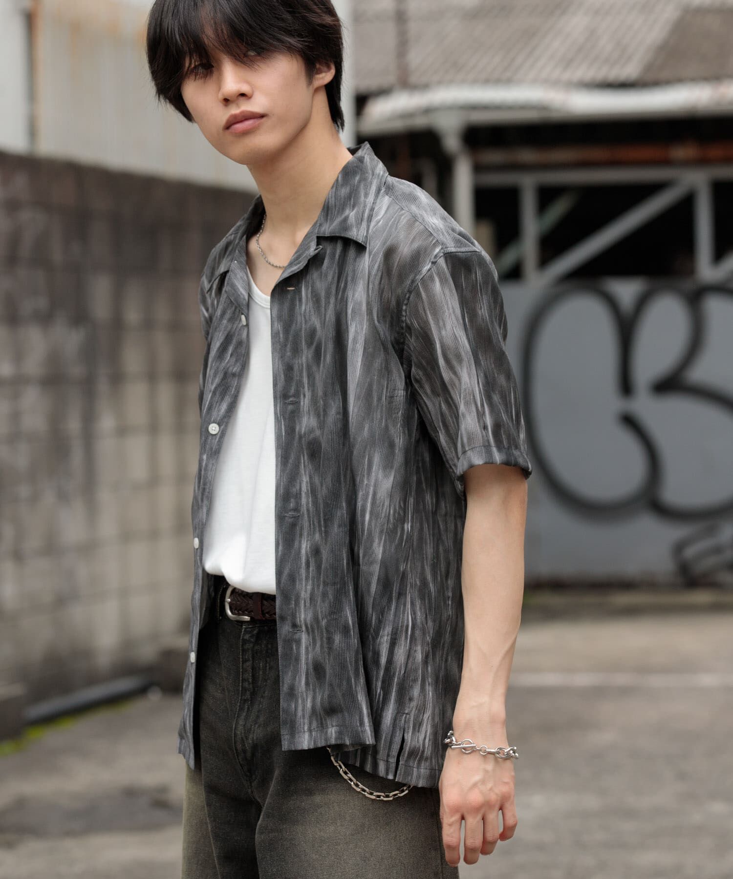 SENSE OF PLACE by URBAN RESEARCH「マーブルプリントオープンカラーシャツ」|シャツ・ブラウス|