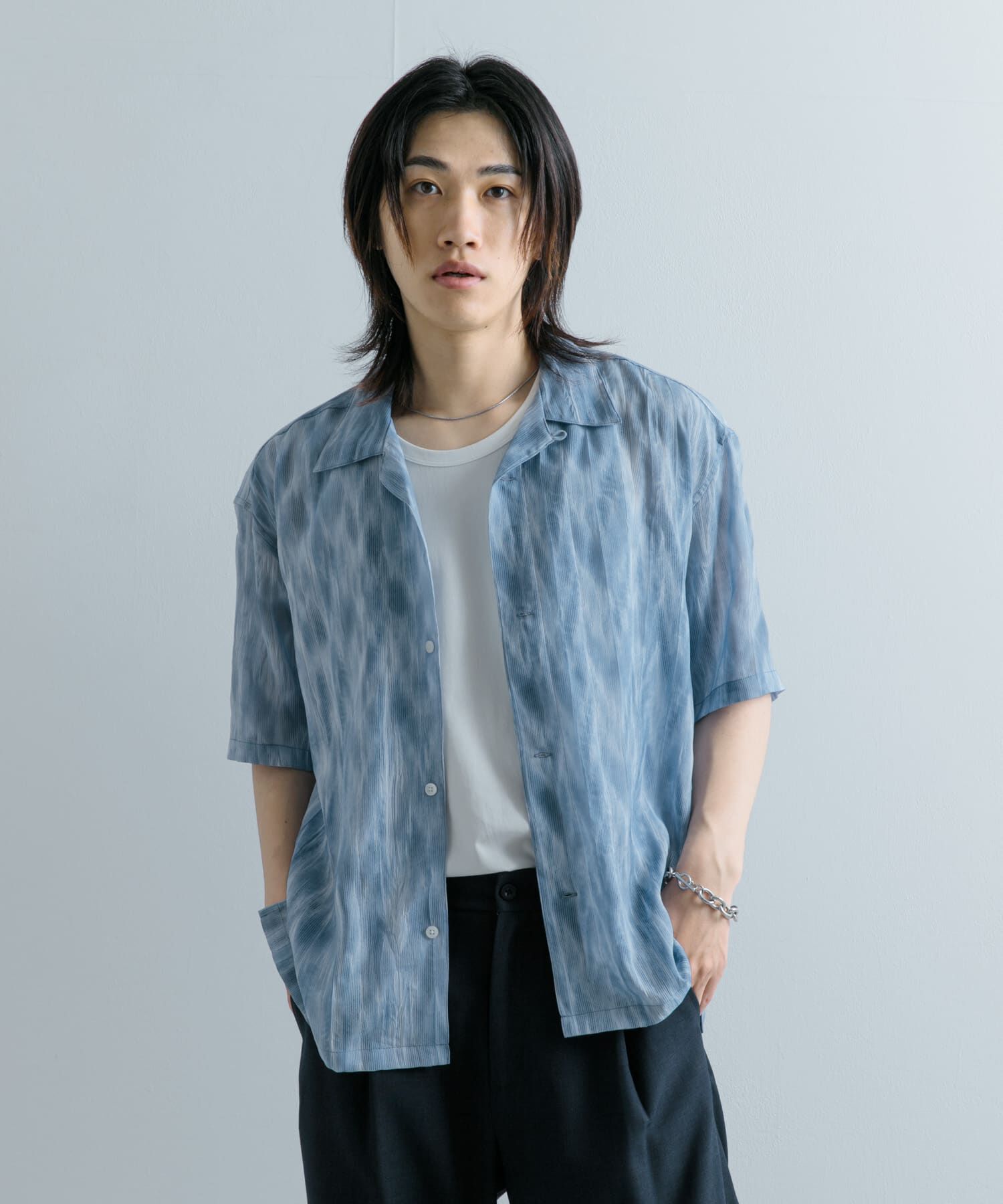 SENSE OF PLACE by URBAN RESEARCH「マーブルプリントオープンカラーシャツ」|シャツ・ブラウス|