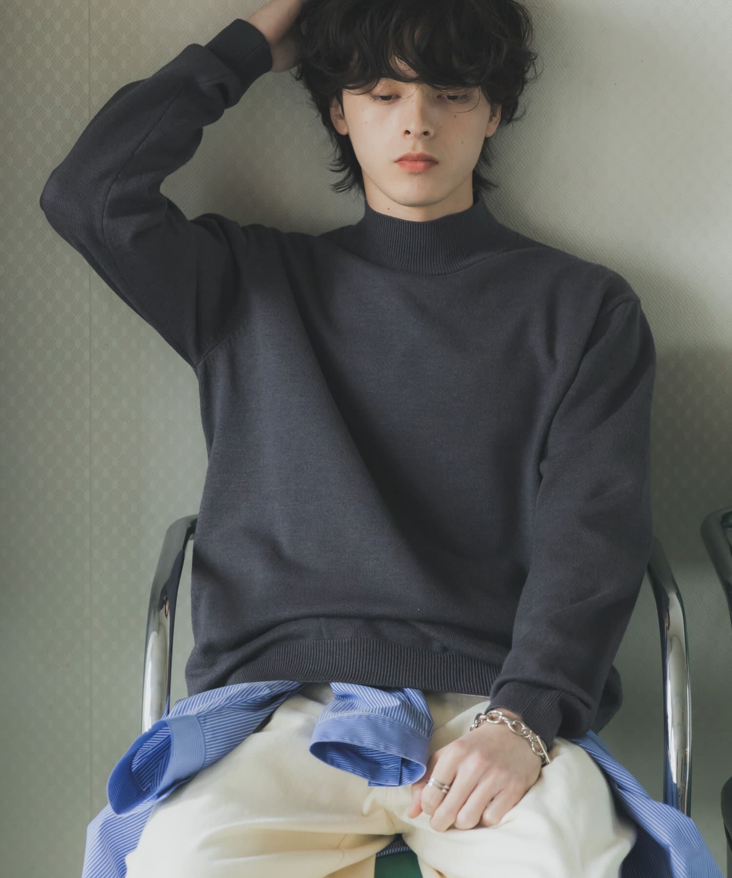 SENSE OF PLACE by URBAN RESEARCH「『一部WEB限定カラー』『洗濯可/毛玉防止』ストレッチモックネックニット」|ニット・セーター|チャコールグレー