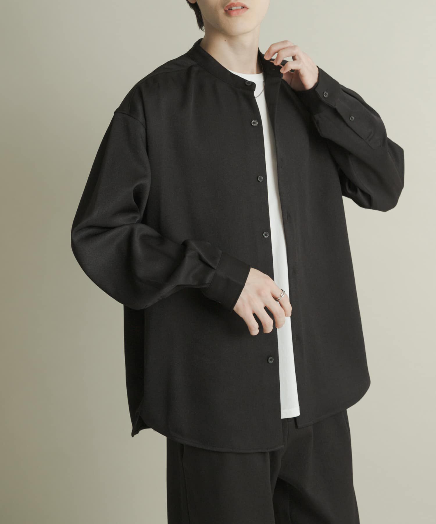 SENSE OF PLACE by URBAN RESEARCH「ウールライクバンドカラールーズシャツ」|シャツ・ブラウス|