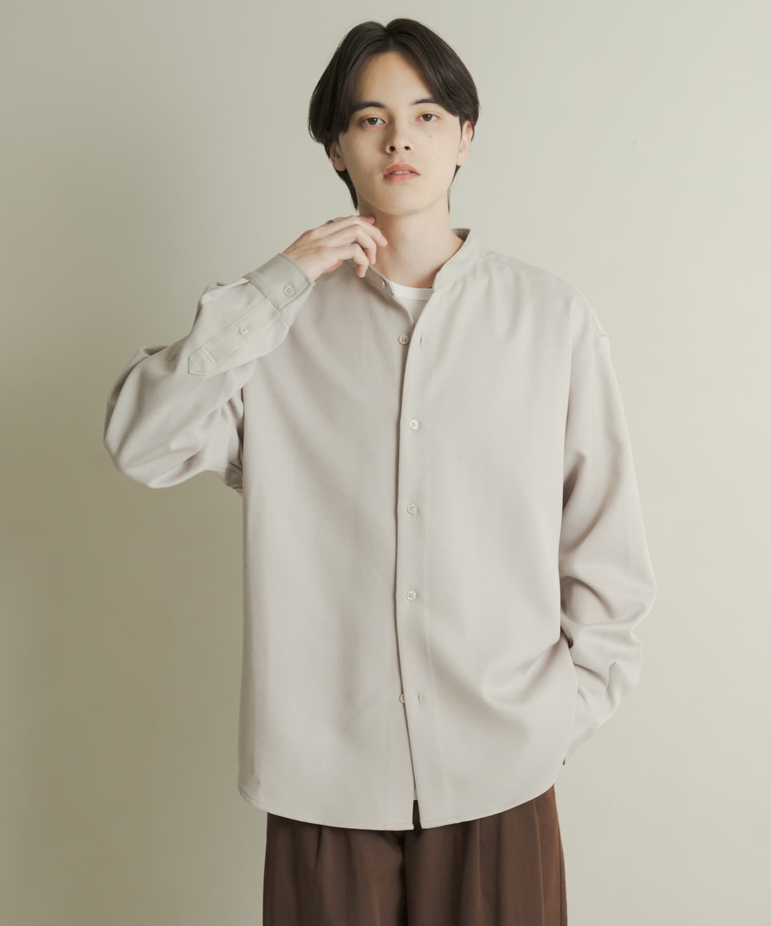 SENSE OF PLACE by URBAN RESEARCH「ウールライクバンドカラールーズシャツ」|シャツ・ブラウス|