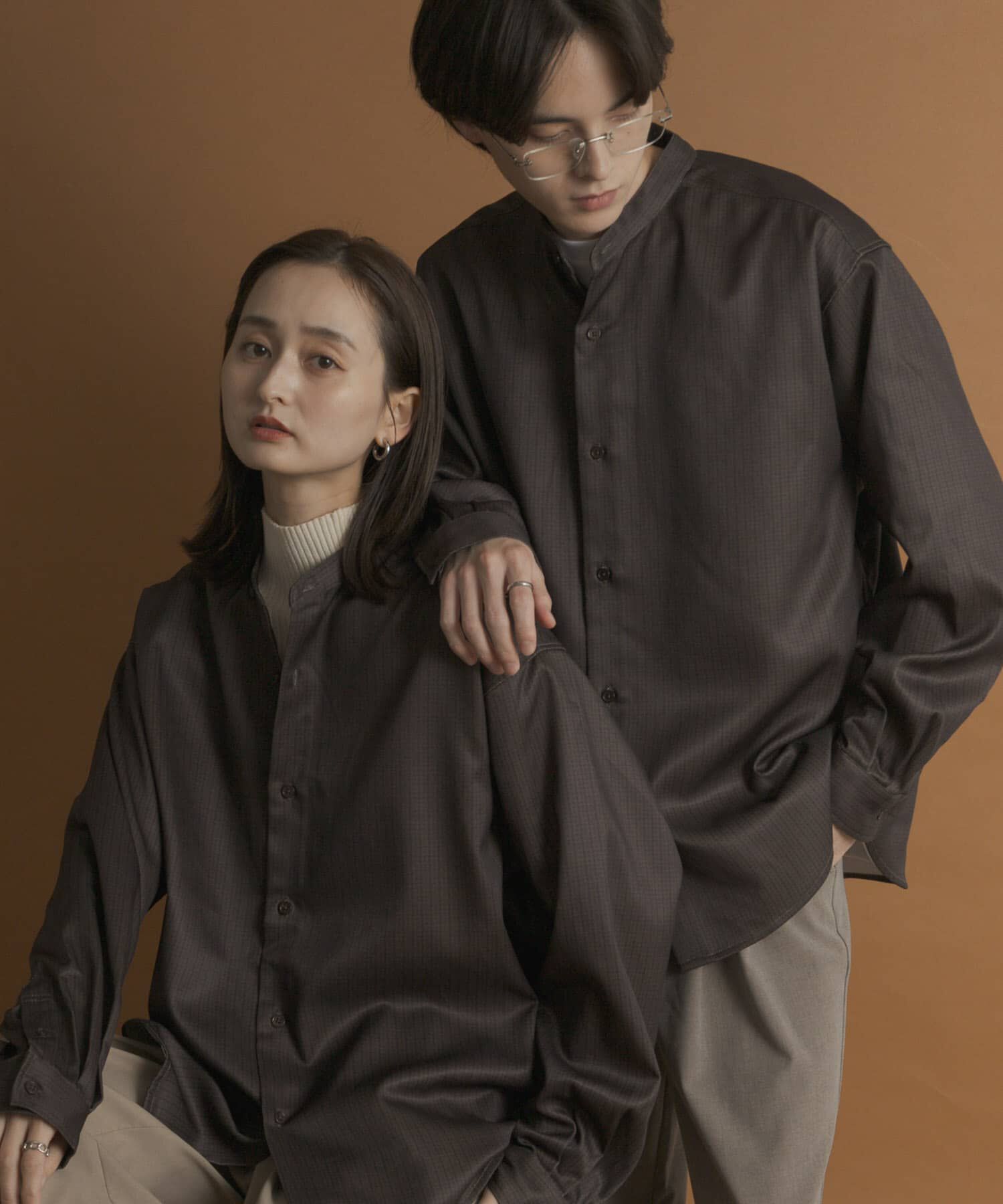 SENSE OF PLACE by URBAN RESEARCH「ウールライクバンドカラールーズシャツ」|シャツ・ブラウス|ベージュ系その他