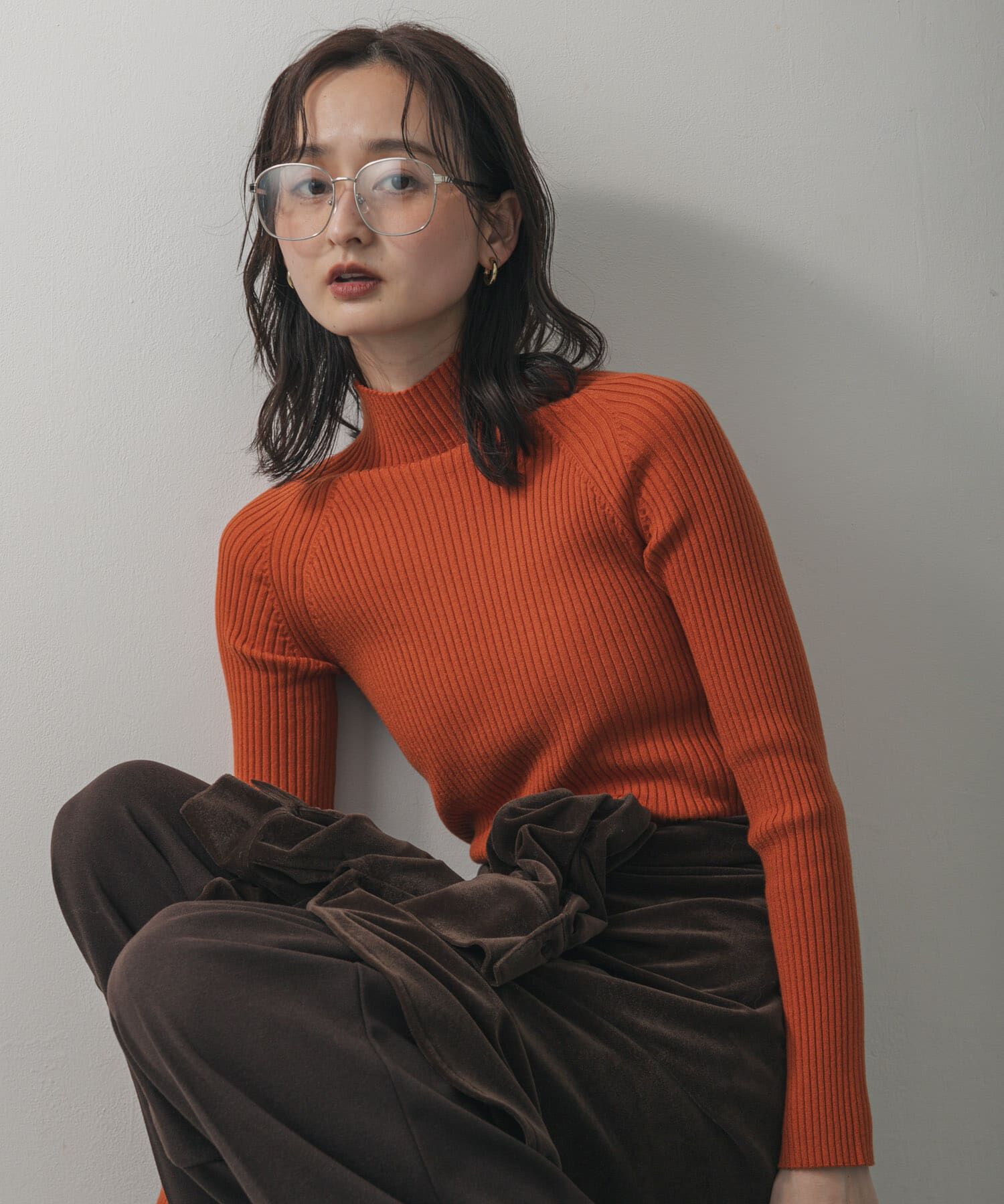 SENSE OF PLACE by URBAN RESEARCH「『一部WEB限定カラー』『毛玉防止』ストレッチリブハイネックセーター」|ニット・セーター|オレンジ