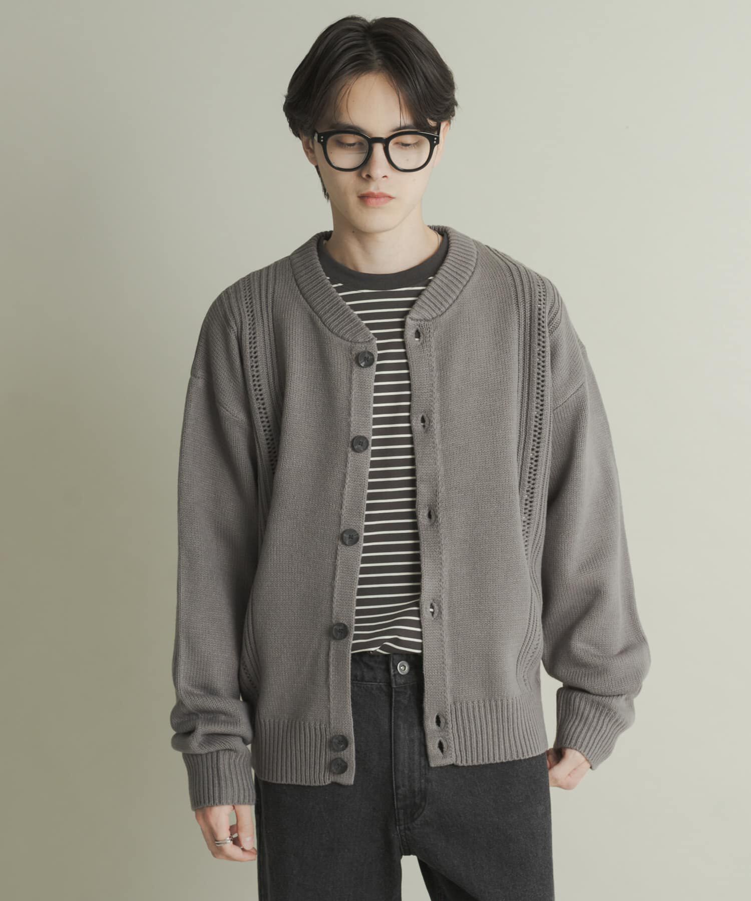 SENSE OF PLACE by URBAN RESEARCH「ハリヌキケーブルニットカーディガン」|カーディガン|グレー