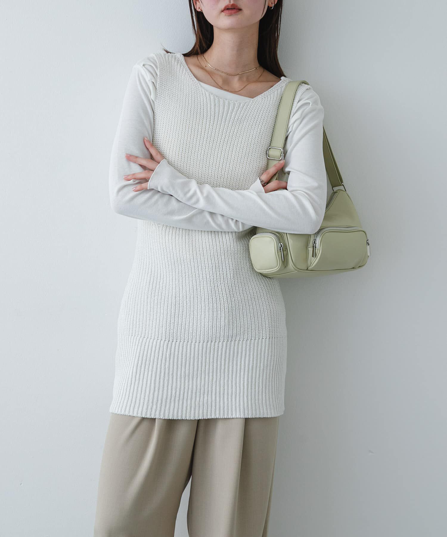 SENSE OF PLACE by URBAN RESEARCH「『洗濯可』ミドルゲージチュニックベスト」|ベスト・ジレ|アイボリー