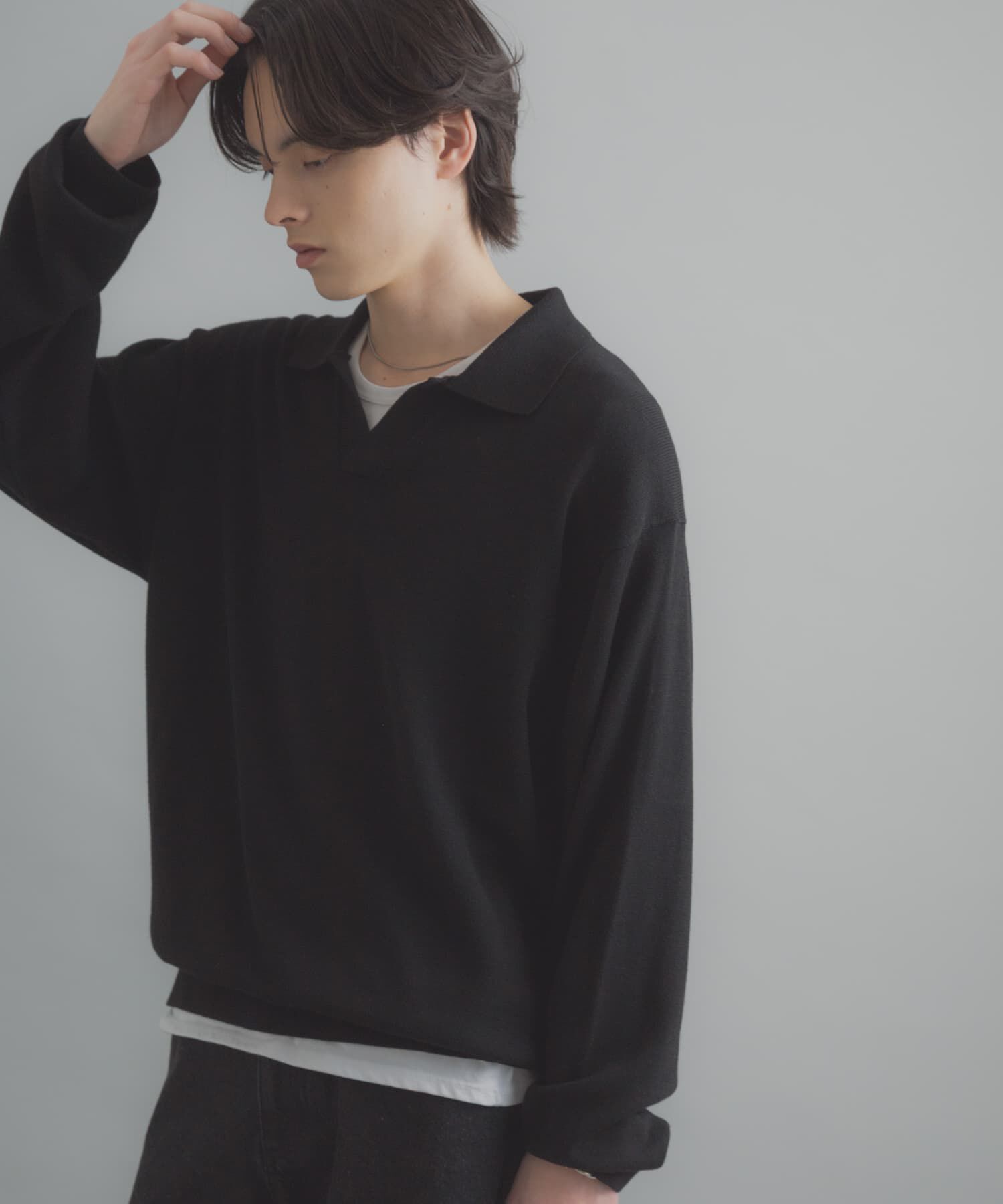 SENSE OF PLACE by URBAN RESEARCH「『洗濯可』スキッパーロングスリーブニット」|ニット・セーター|