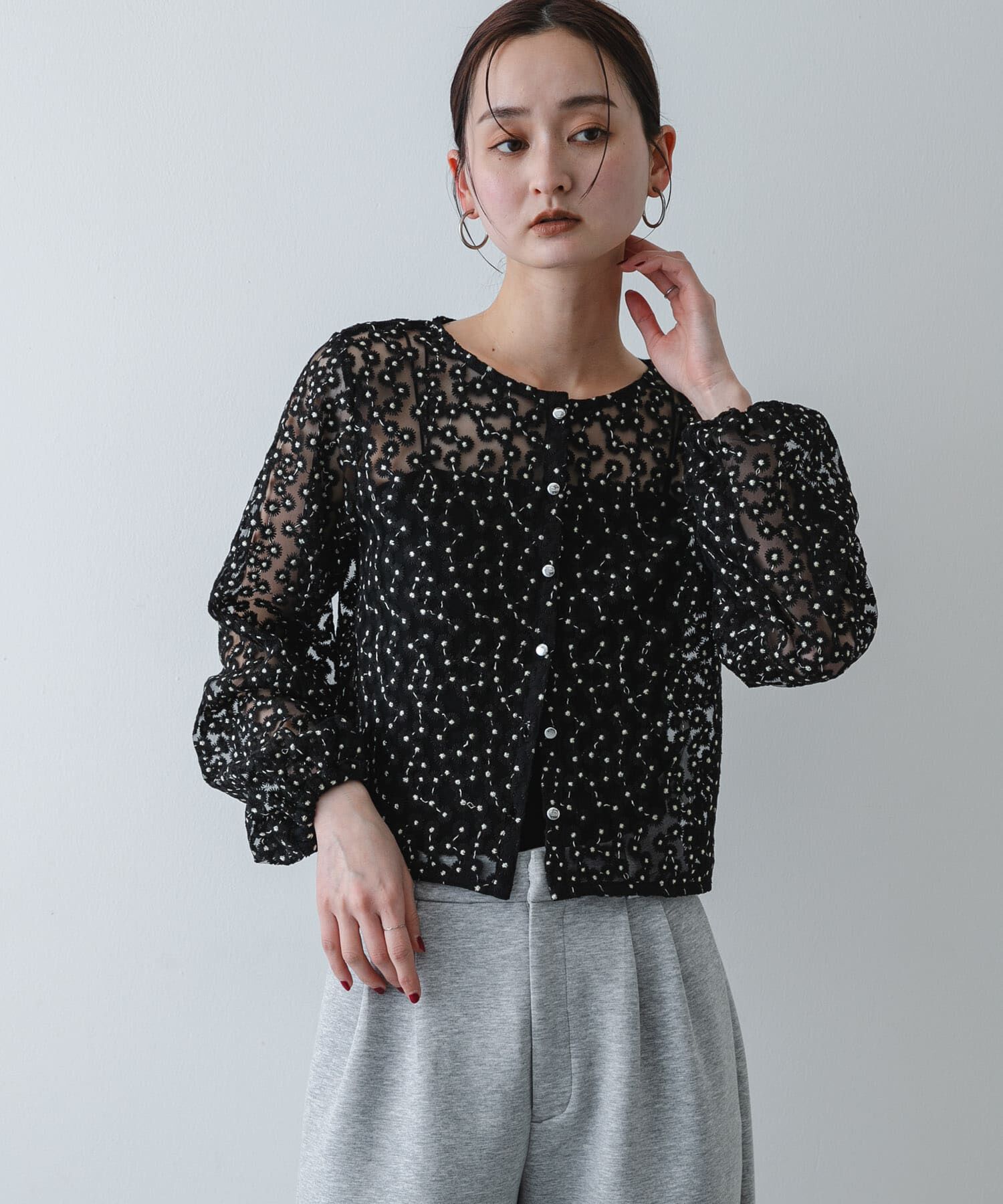 SENSE OF PLACE by URBAN RESEARCH「デイジーレースブラウス」|シャツ・ブラウス|ブラック