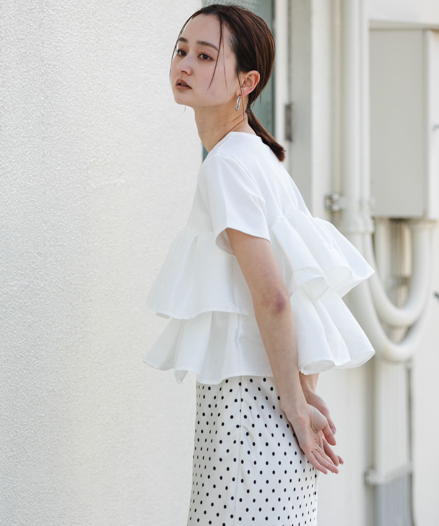 SENSE OF PLACE by URBAN RESEARCH「シャイニーフリルドッキングカットトップ」|Tシャツ・カットソー|