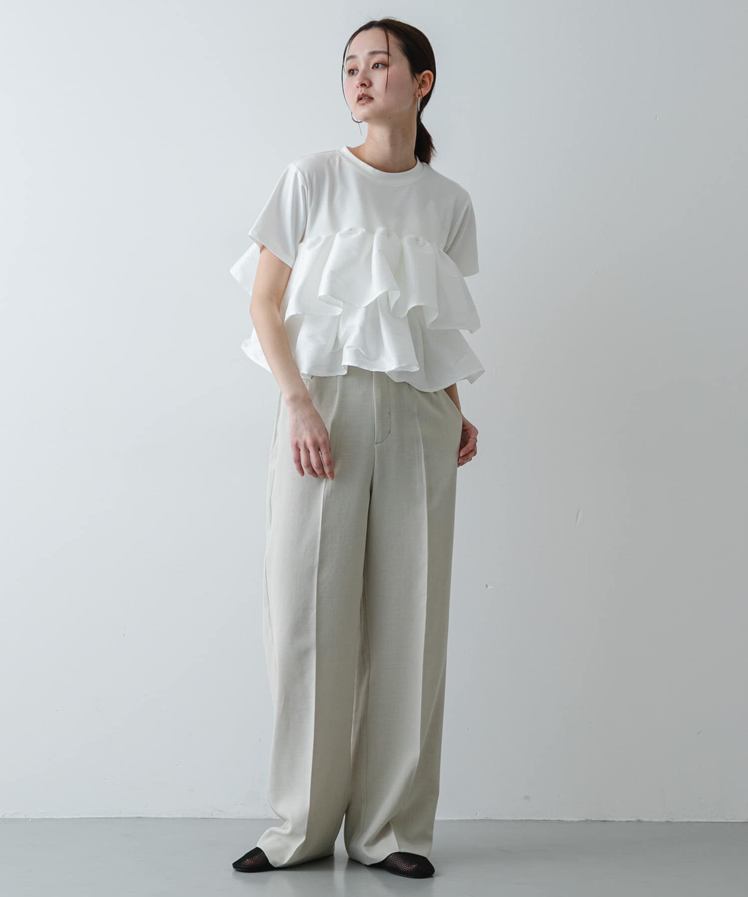 SENSE OF PLACE by URBAN RESEARCH「シャイニーフリルドッキングカットトップ」|Tシャツ・カットソー|