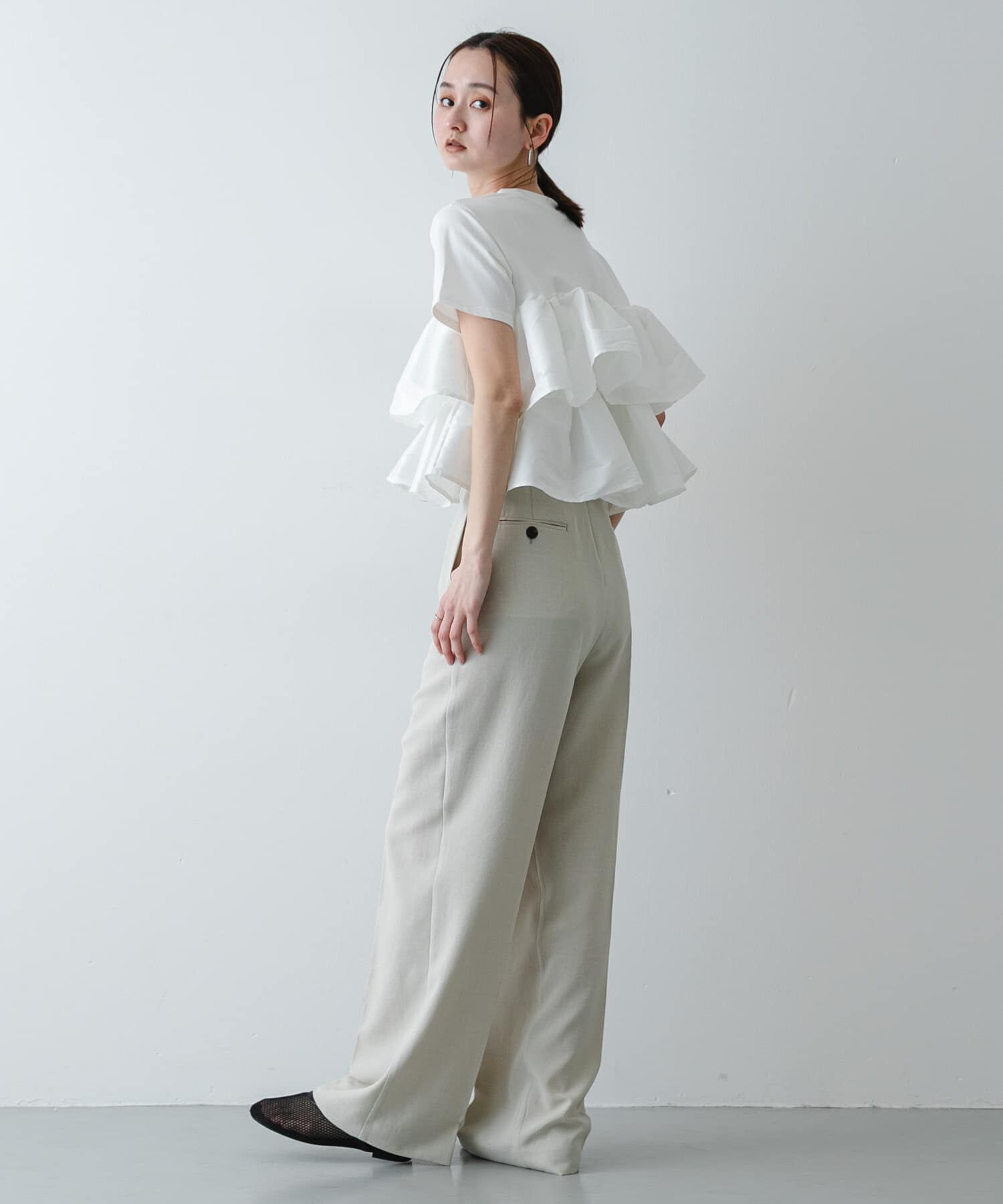 SENSE OF PLACE by URBAN RESEARCH「シャイニーフリルドッキングカットトップ」|Tシャツ・カットソー|