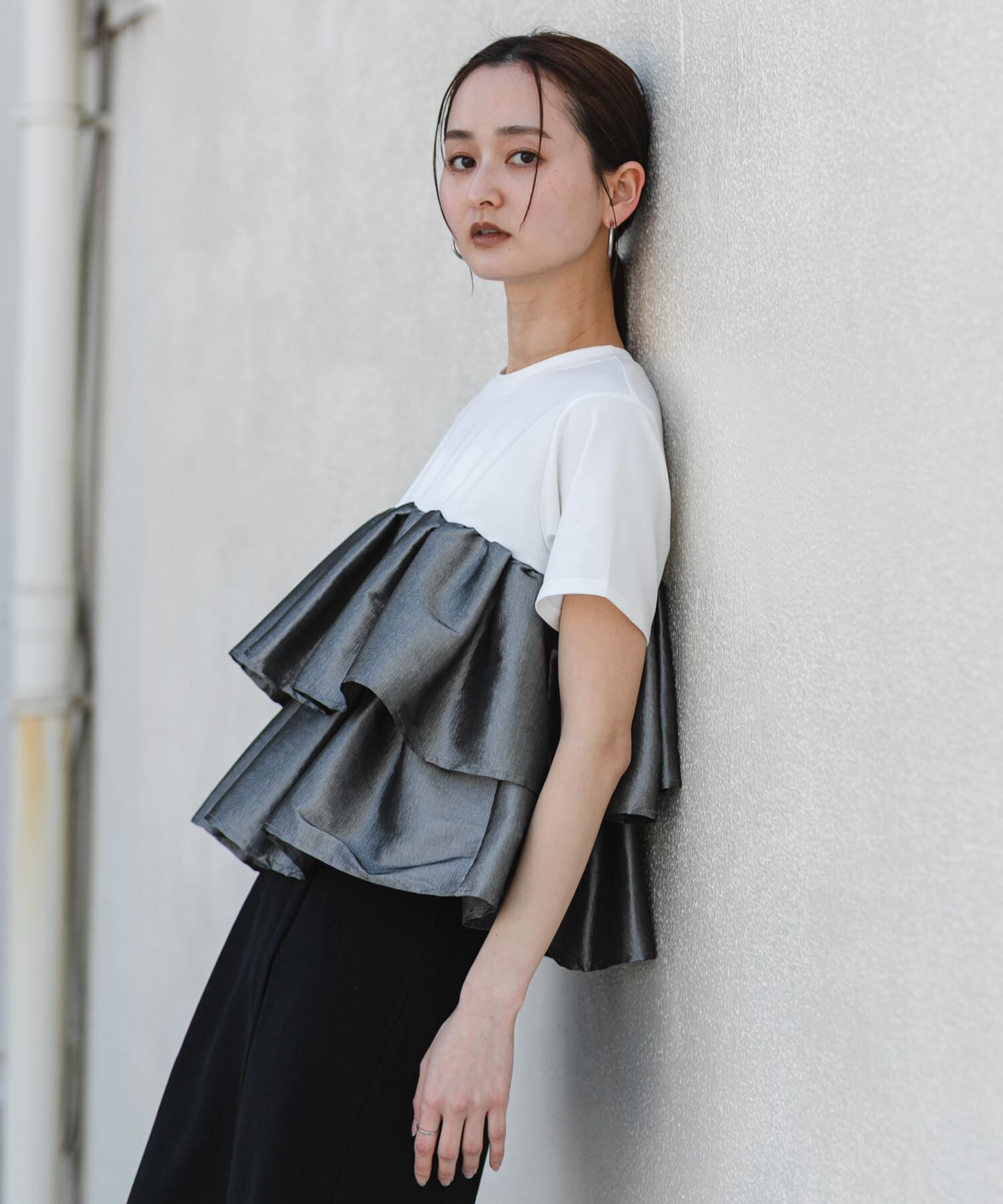 SENSE OF PLACE by URBAN RESEARCH「シャイニーフリルドッキングカットトップ」|Tシャツ・カットソー|