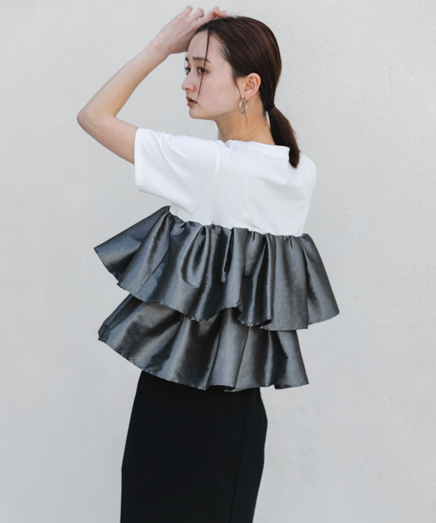 SENSE OF PLACE by URBAN RESEARCH「シャイニーフリルドッキングカットトップ」|Tシャツ・カットソー|