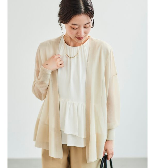  「《手洗い可能》シアーミドル丈カーディガン」|カーディガン|