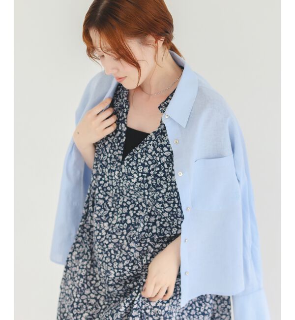  「《手洗い可能》フラワープリントネックギャザーワンピース」|ワンピース|