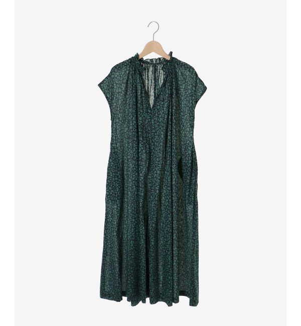  「《手洗い可能》フラワープリントネックギャザーワンピース」|ワンピース|