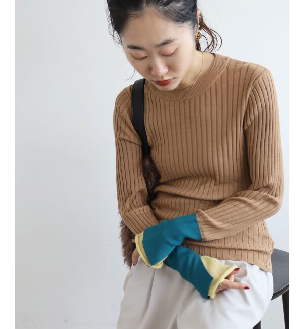  「《WEB限定アイテム》レイヤードカフス配色リブニット」|ニット・セーター|