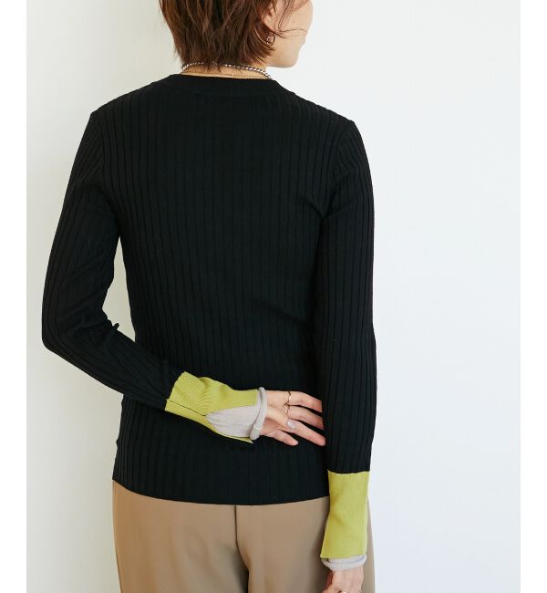  「《WEB限定アイテム》レイヤードカフス配色リブニット」|ニット・セーター|