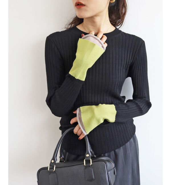  「《WEB限定アイテム》レイヤードカフス配色リブニット」|ニット・セーター|