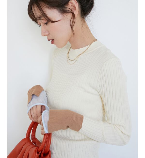  「《WEB限定アイテム》レイヤードカフス配色リブニット」|ニット・セーター|