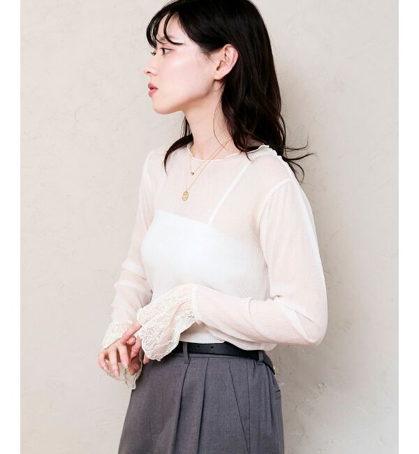  「袖切替シアーワッシャープルオーバー」|Tシャツ・カットソー|