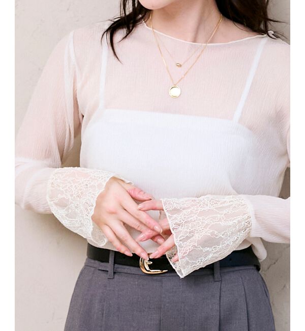  「袖切替シアーワッシャープルオーバー」|Tシャツ・カットソー|