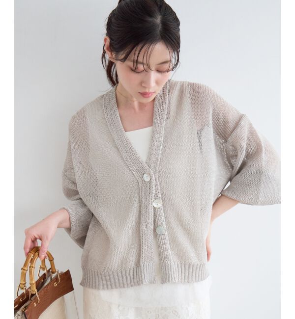  「ペーパーヤーンVネックカーディガン」|カーディガン|