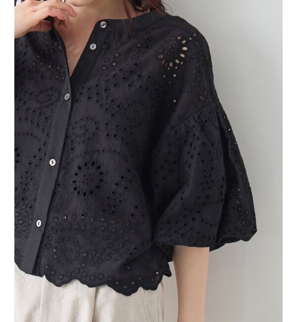  「カットワーク刺繍バルーンスリーブブラウス」|シャツ・ブラウス|