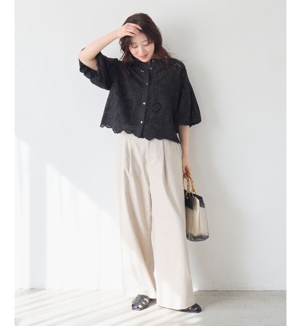  「カットワーク刺繍バルーンスリーブブラウス」|シャツ・ブラウス|