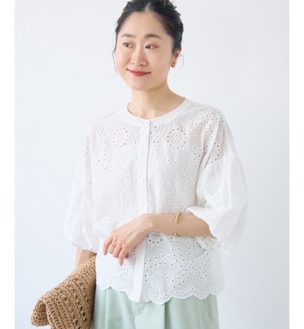  「カットワーク刺繍バルーンスリーブブラウス」|シャツ・ブラウス|