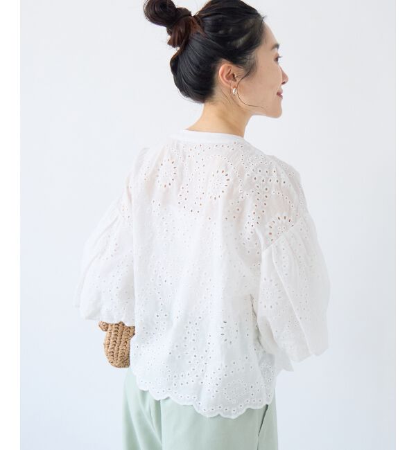  「カットワーク刺繍バルーンスリーブブラウス」|シャツ・ブラウス|