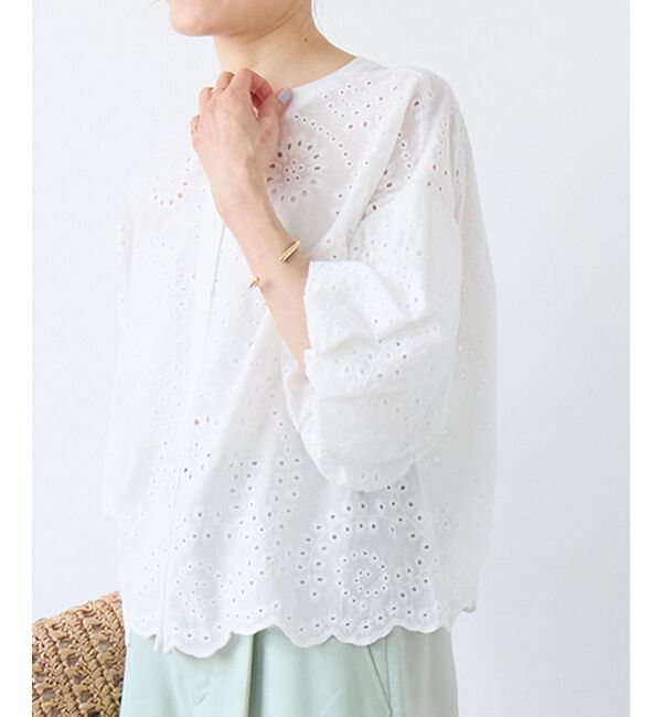  「カットワーク刺繍バルーンスリーブブラウス」|シャツ・ブラウス|