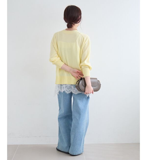  「ウォッシャブル刺繍Vネックカーデ」|カーディガン|