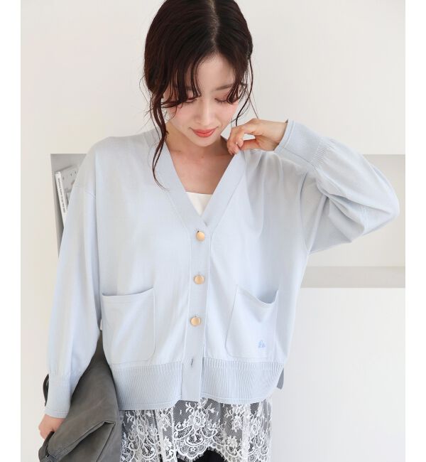 「ウォッシャブル刺繍Vネックカーデ」|カーディガン|