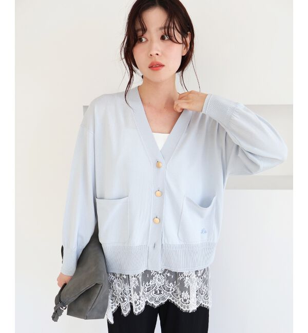  「ウォッシャブル刺繍Vネックカーデ」|カーディガン|