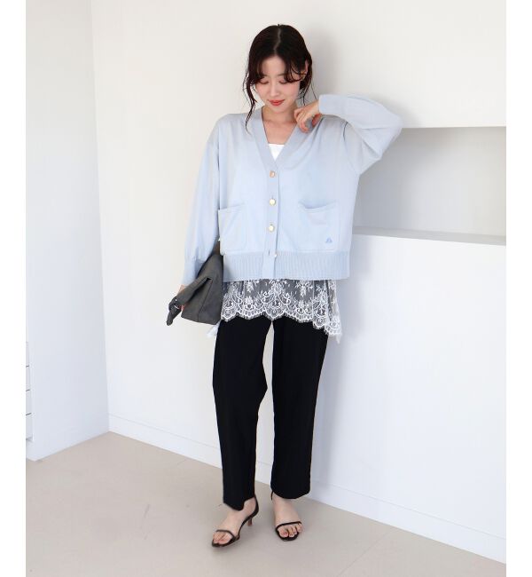  「ウォッシャブル刺繍Vネックカーデ」|カーディガン|