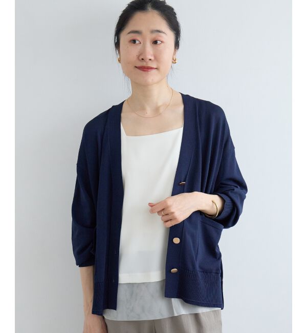  「ウォッシャブル刺繍Vネックカーデ」|カーディガン|
