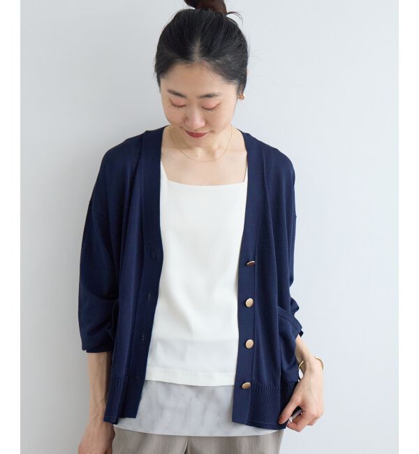  「ウォッシャブル刺繍Vネックカーデ」|カーディガン|