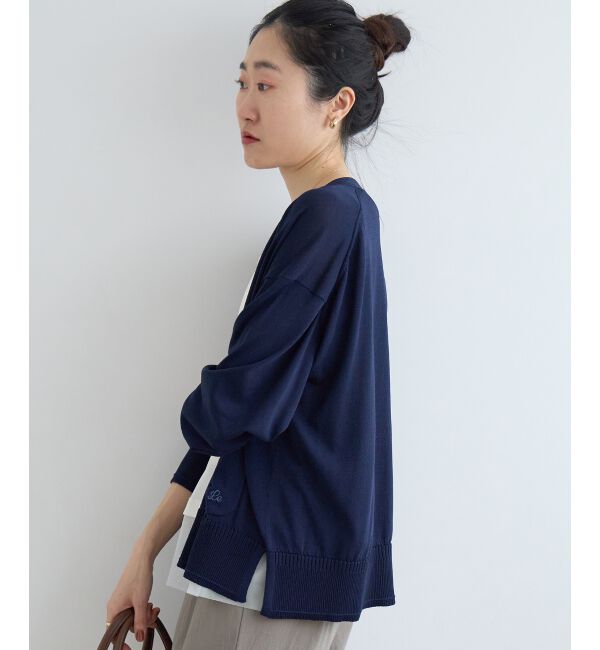  「ウォッシャブル刺繍Vネックカーデ」|カーディガン|