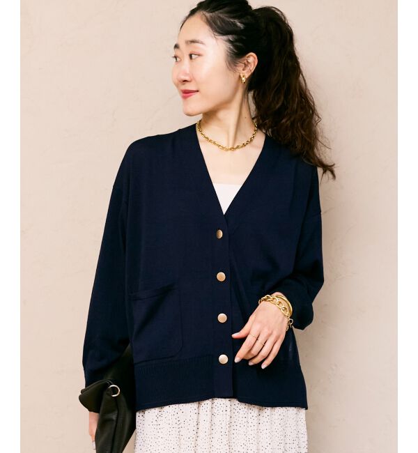  「ウォッシャブル刺繍Vネックカーデ」|カーディガン|