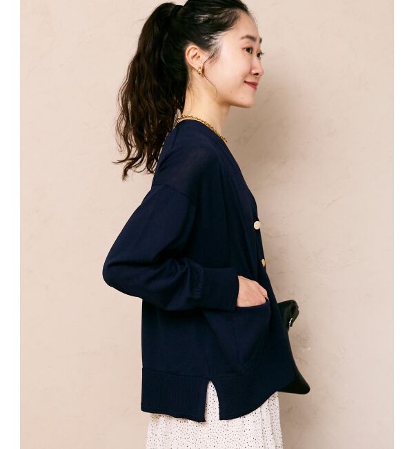  「ウォッシャブル刺繍Vネックカーデ」|カーディガン|