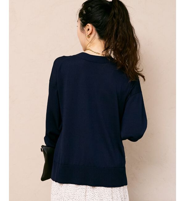  「ウォッシャブル刺繍Vネックカーデ」|カーディガン|