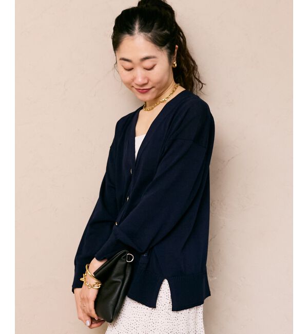  「ウォッシャブル刺繍Vネックカーデ」|カーディガン|