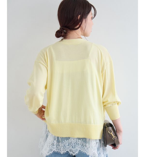  「ウォッシャブル刺繍Vネックカーデ」|カーディガン|